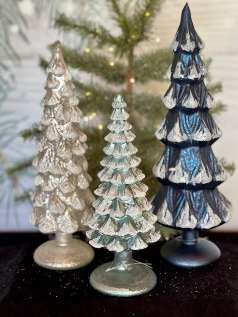 PALE BLUE MERCURY GLASS FROSTED TREE 4222914