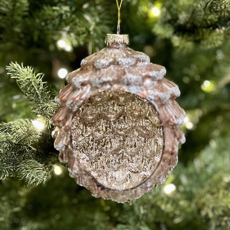 PINECONE GLASS TEALIGHT CANDLE HOLDER HANGING ORNAMENT 4224592
