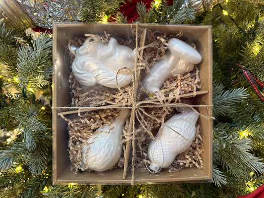 BOX of 4 WHITE WINTER ANIMAL ORNAMENT 4652883