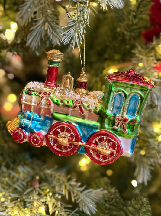 GLASS TRADITIONAL TRAIN ORNAMENT 4652870