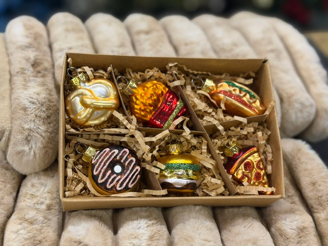 SET OF 6 FOOD GLASS HANGING ORNAMENTS 4619181