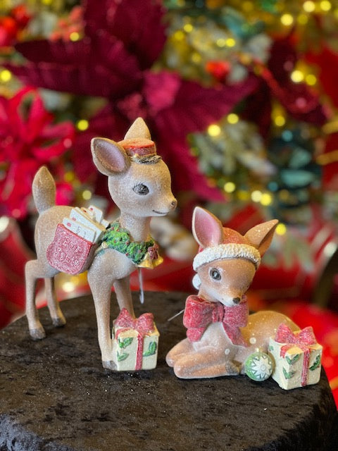 SET OF 2 VINTAGE FROSTED DEER 4519140