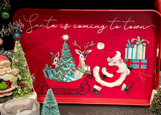 MAGIC OF CHRISTMAS RED METAL TRAY 4559144