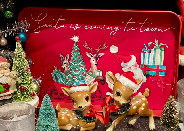 MAGIC OF CHRISTMAS RED METAL TRAY 4559144