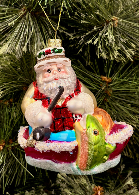 FISHING SANTA HANGING ORNAMENT 4552911