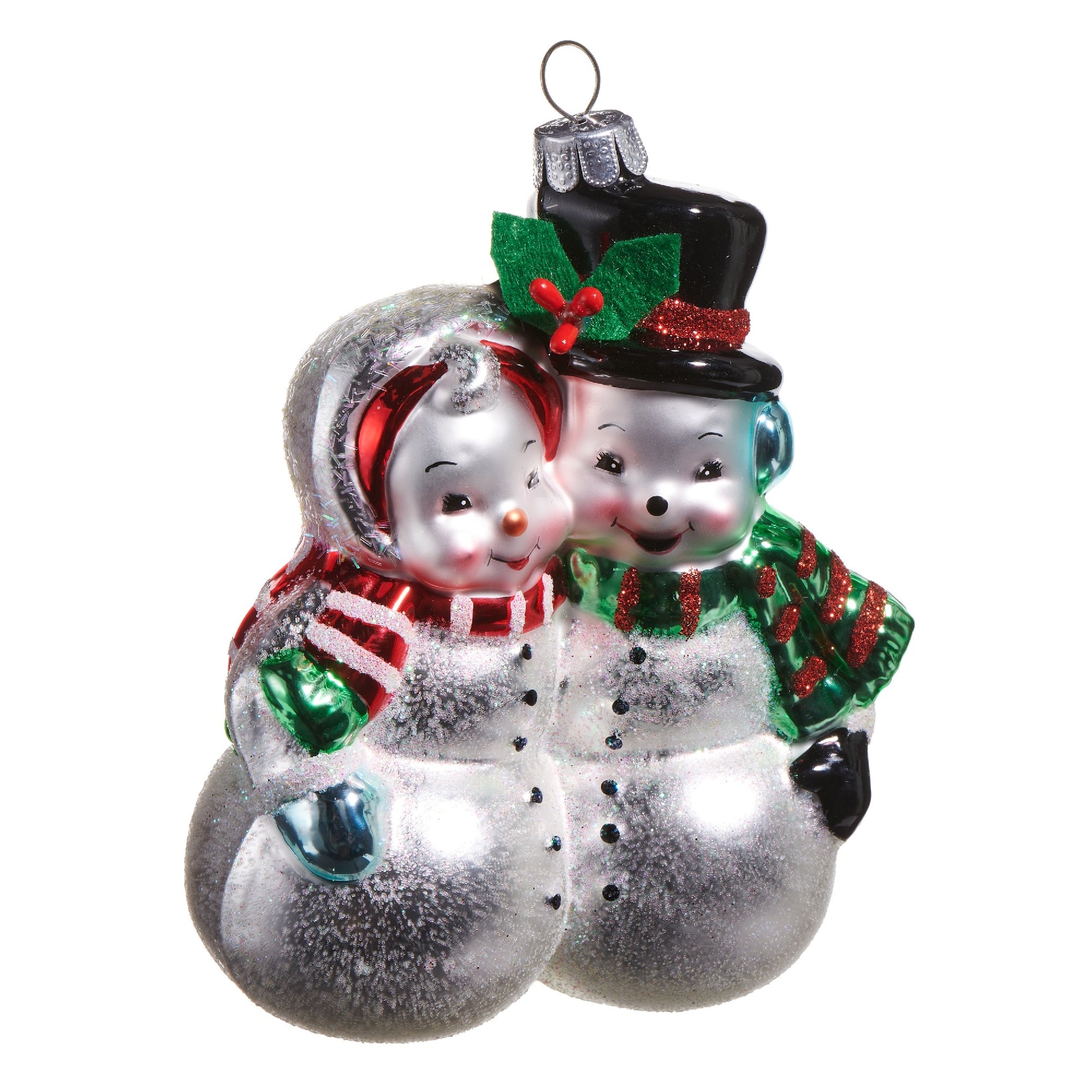 4.5" SNOW COUPLE GLASS ORNAMENT 4552904