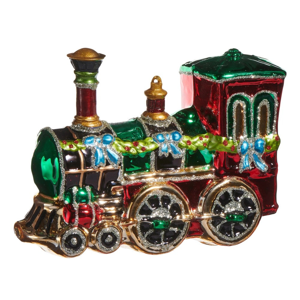 GLASS RED/GREEN TRAIN HANGING ORNAMENT 4552900
