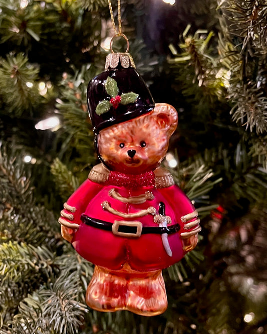 BEAR NUTCRACKER 4.5 INCH GLASS ORNAMENT 4552897