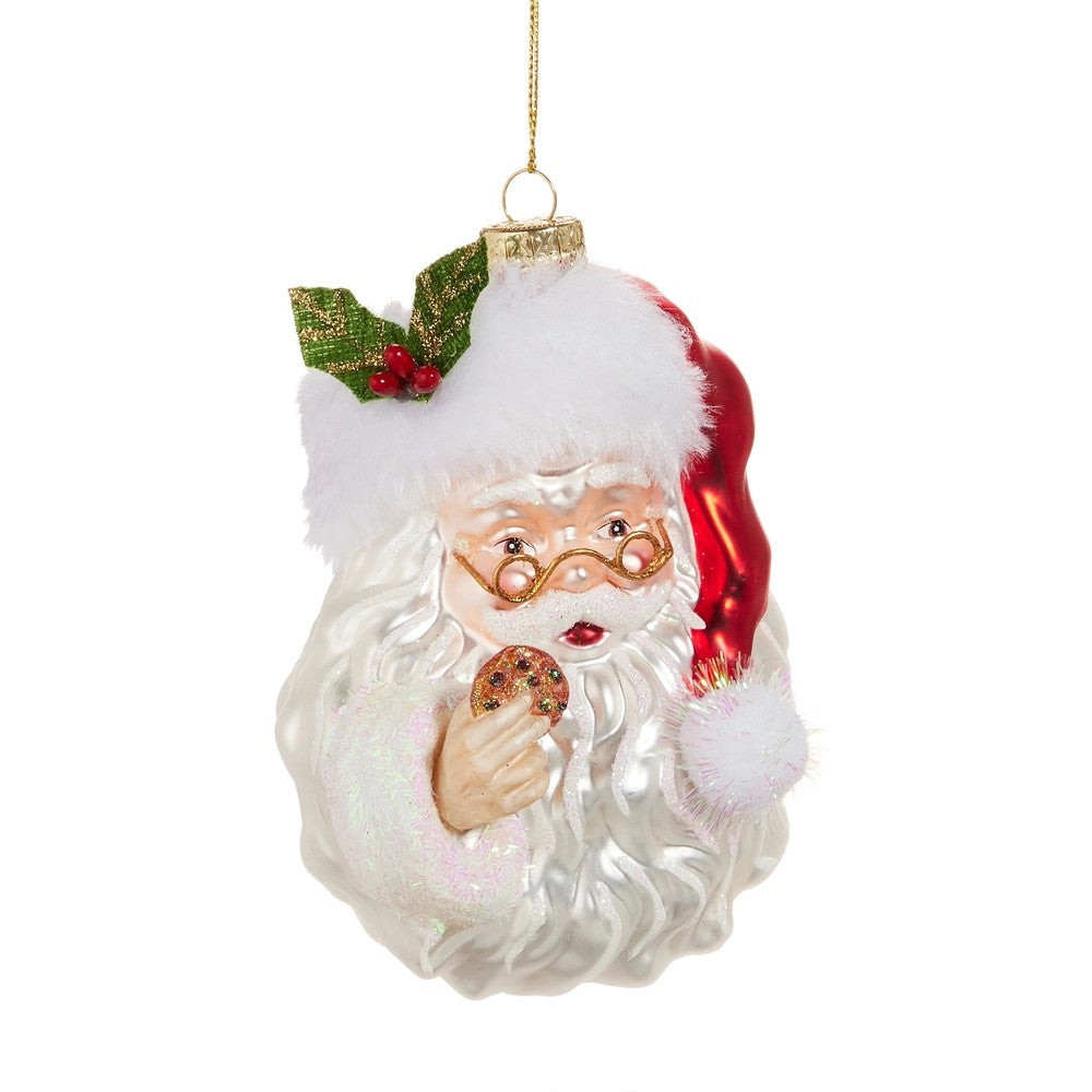 SANTA WITH COOKIE GLASS HANGING ORNAMENT 4552891