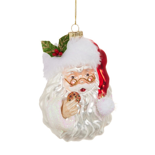 SANTA WITH COOKIE GLASS HANGING ORNAMENT 4552891