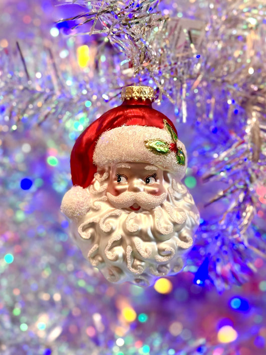 Vintage Red Santa Head Glass Ornament 4552888