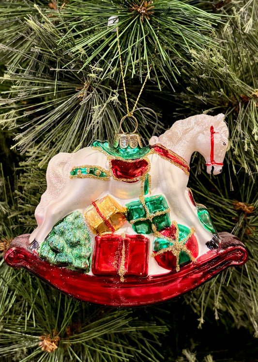 GLASS ROCKING HORSE HANGING ORNAMENT 4552853