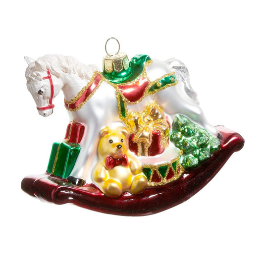 GLASS ROCKING HORSE HANGING ORNAMENT 4552853