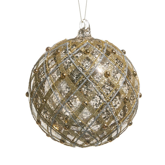 SILVER & GOLD MERCURY GLASS ROUND 6 INCH ORNAMENT 4524948