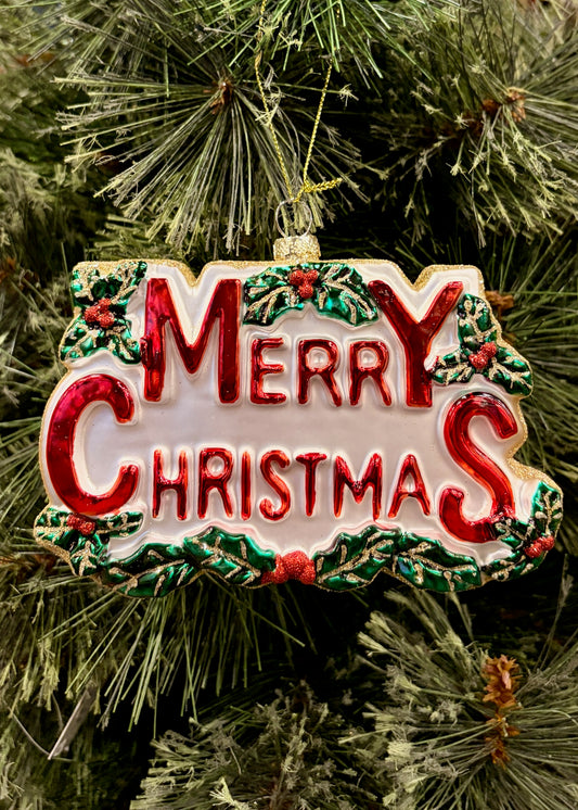 MERRY CHRISTMAS GLASS HANGING ORNAMENT 4524857