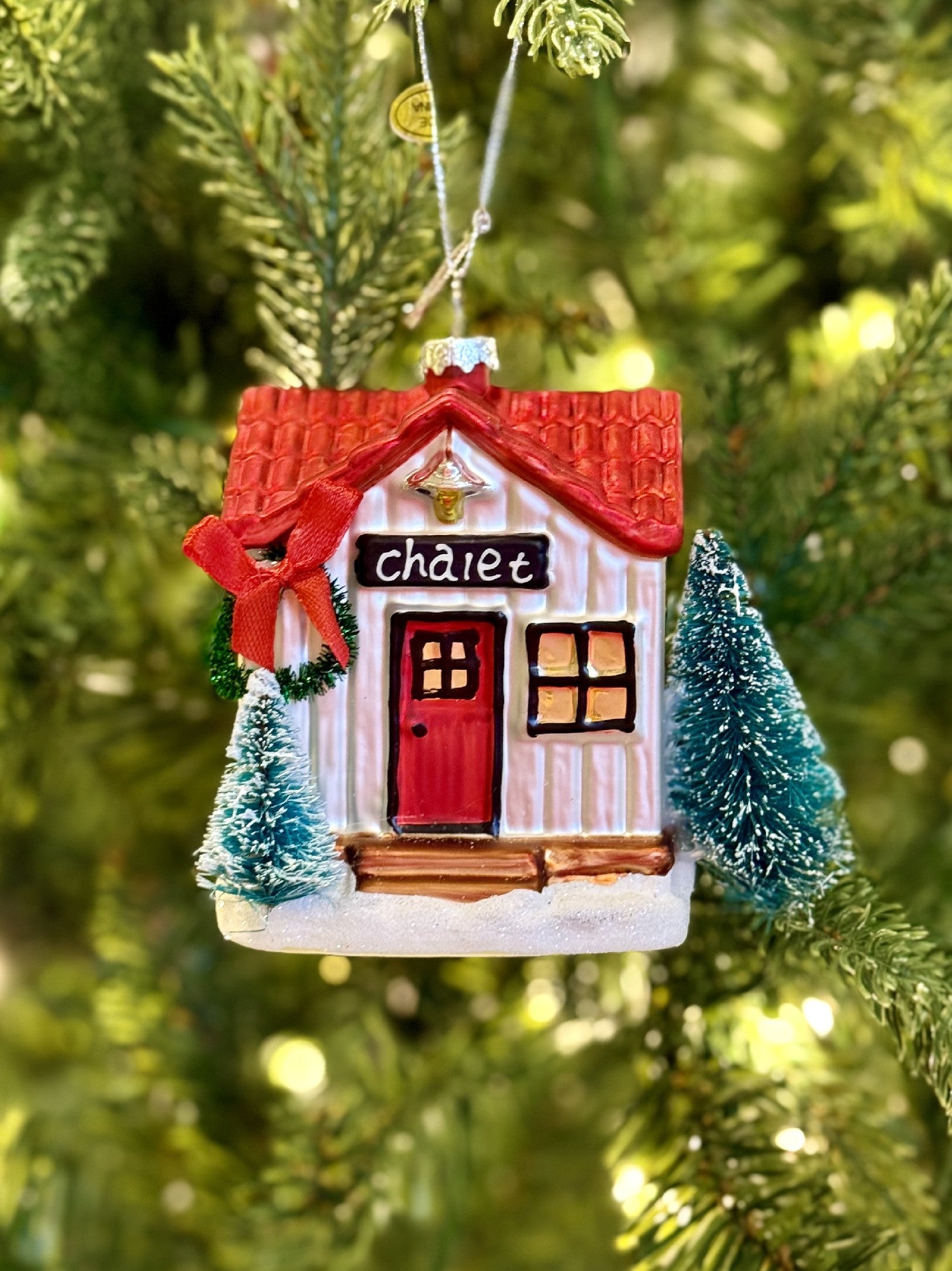Glass Ski Chalet Ornament 4520899