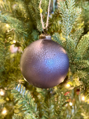 Blue Grey Mercury Round 10cm Glass Bauble 4520887