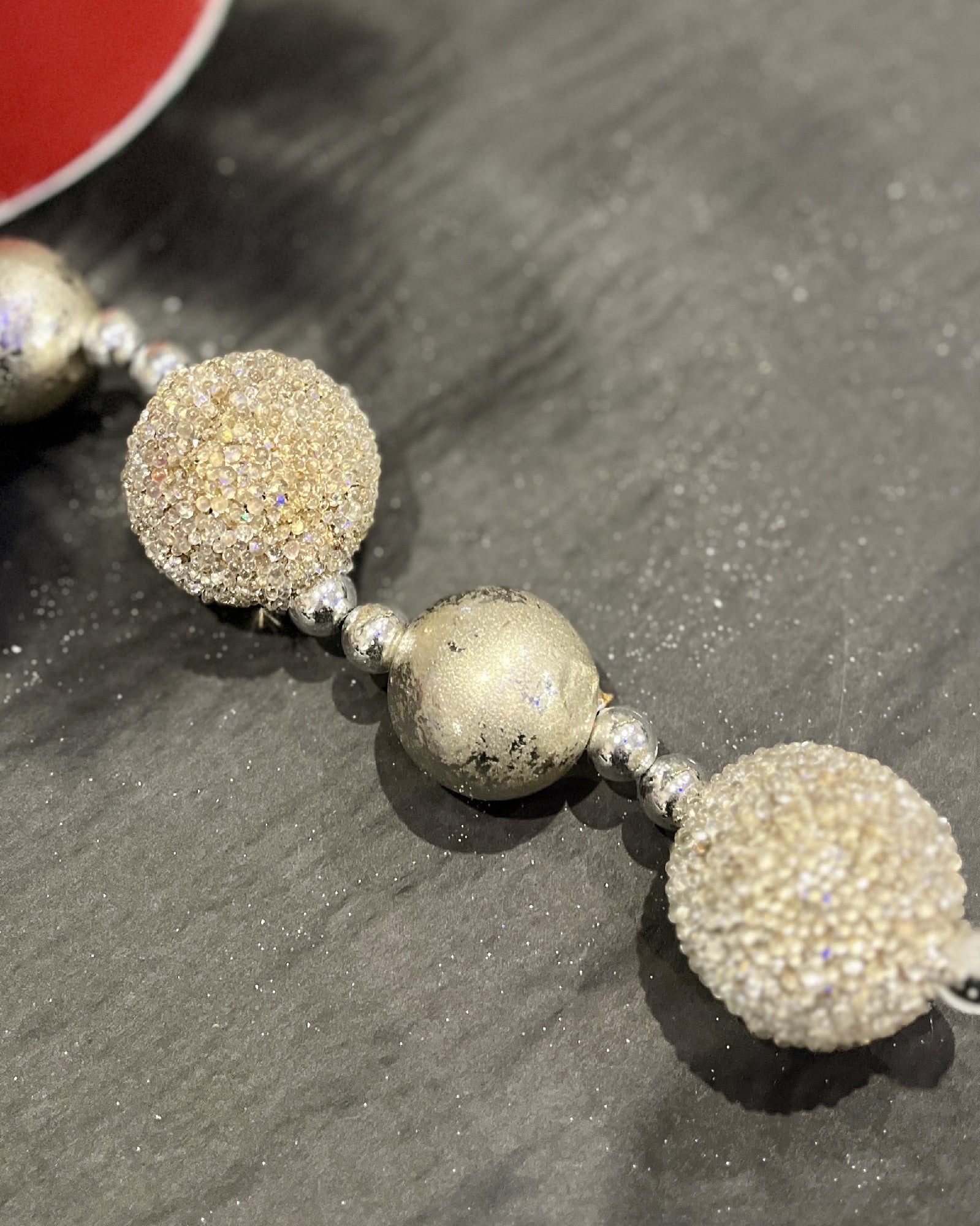 RAZ IMPORTS SILVER/CHAMPAGNE BALL BEAD GARLAND G4206769