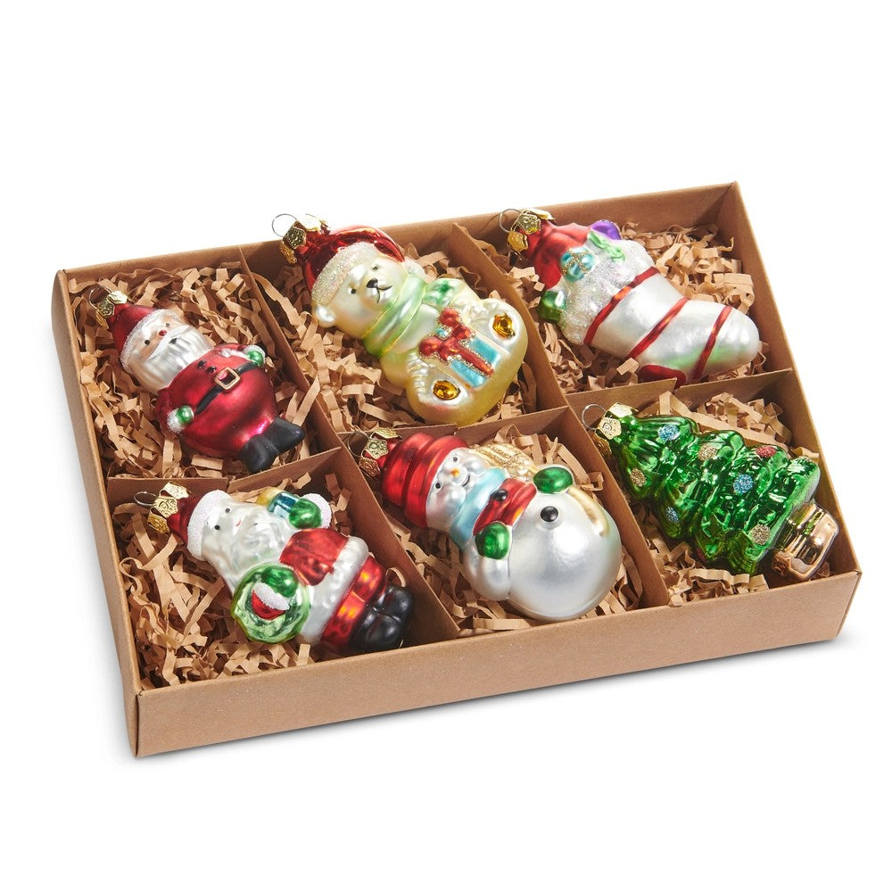 BOX OF 6 VINTAGE STYLE ICONIC 3 INCH ORNAMENTS 4519170