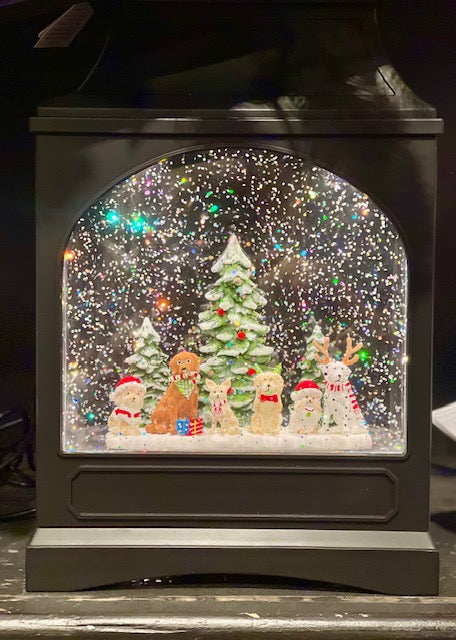 GLITTER LANTERN - BLACK LARGE RECTANGLE LANTERN SANTA'S BEST FRIEND 4516920