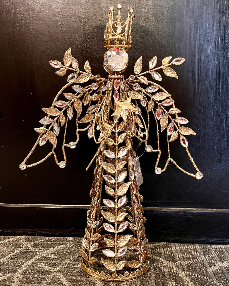16" CHAMPAGNE GLITTER JEWELED ANGEL TREE TOPPER 4513591