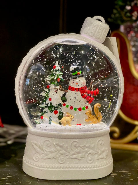 GLITTER LANTERN - WHITE SNOWMAN WITH TREE 4500776