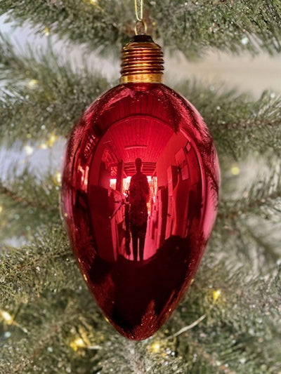 RED GLASS LIGHT BULB 7 INCH HANGING ORNAMENT 4222922
