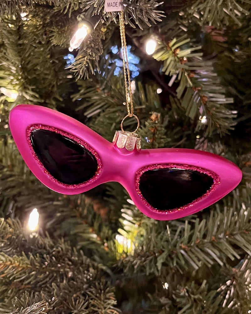 HOT PINK SUNGLASSES GLASS HANGING ORNAMENT 4452884