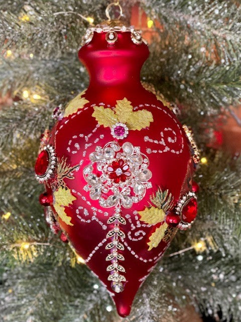 MARK ROBERTS -KINGS JEWELS - 8INCH RED FINIAL ORNAMENT 36-21490