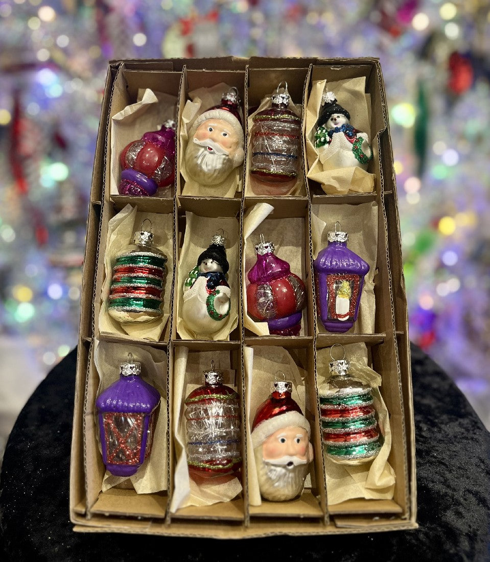 KURT ADLER EARLY YEARS MINI GLASS ORNAMENTS 12 PIECE