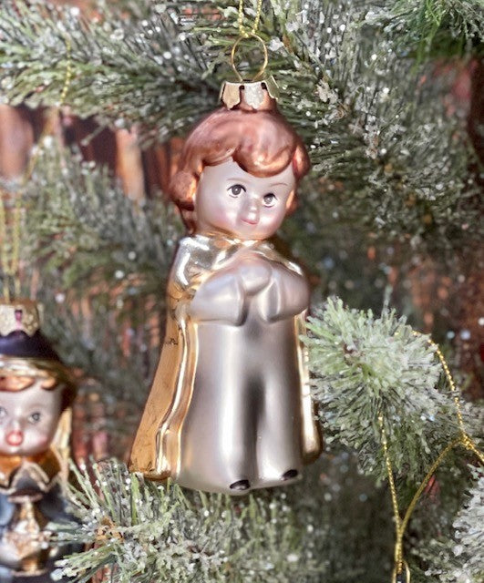NATIVITY SET OF 5 GLASS ORNAMENTS 