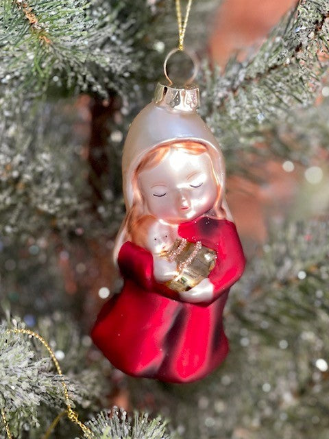 NATIVITY SET OF 5 GLASS ORNAMENTS 