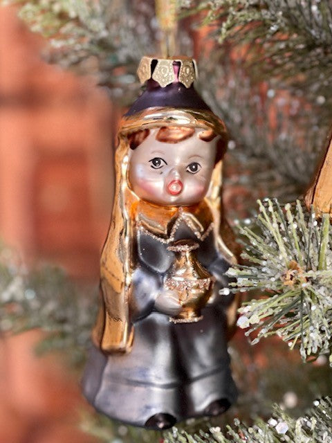 NATIVITY SET OF 5 GLASS ORNAMENTS 