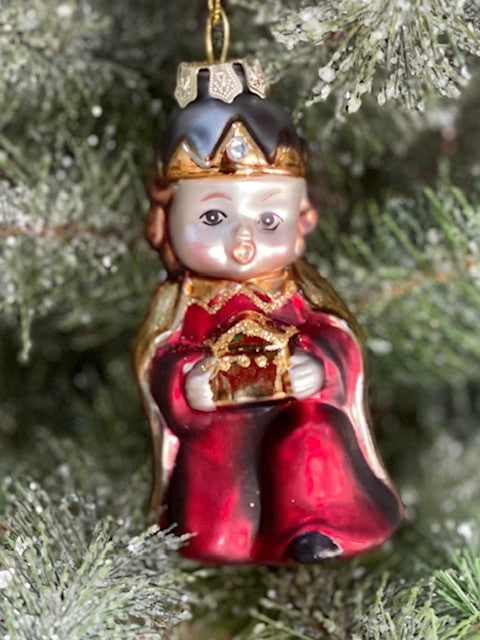 NATIVITY SET OF 5 GLASS ORNAMENTS 