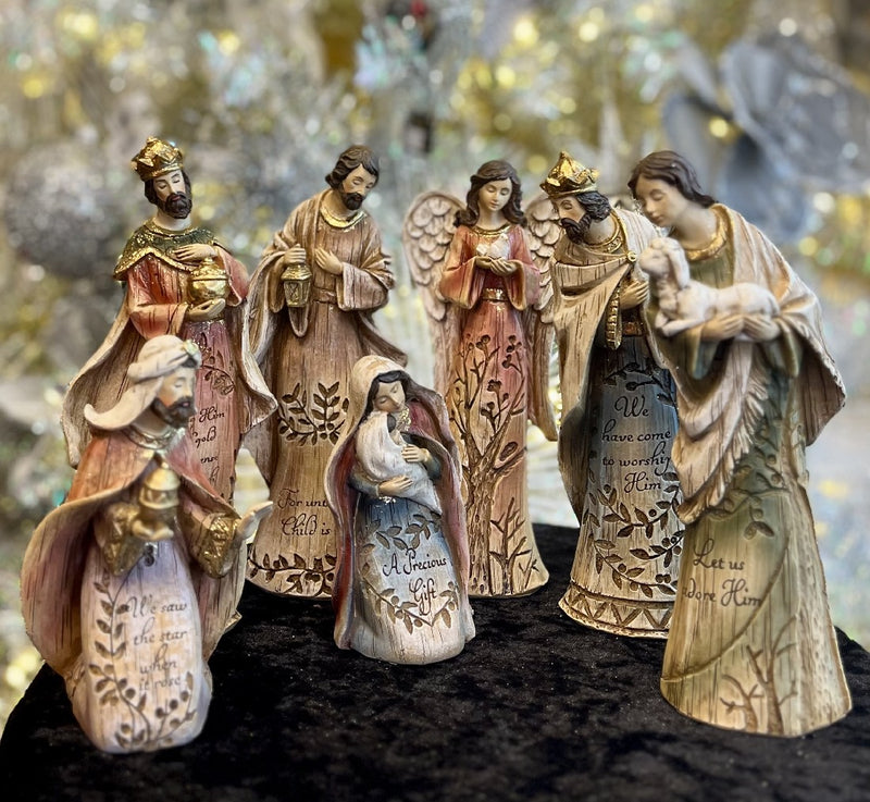 STUNNING NATIVITY SET OF 7 PIECES WITH VERSES 134423