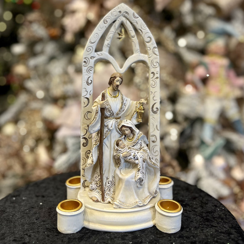 HOLY FAMILY WITH ARCH AND ADVENT CANDLE HOLDER 135328