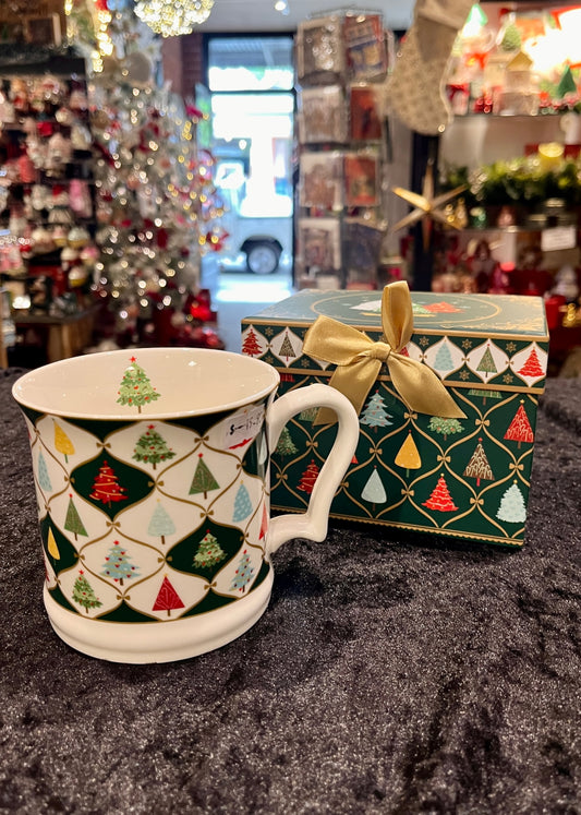 Xmas Gift Box Mug w/ Merry Tree Coaster in Gift Box JW01-1
