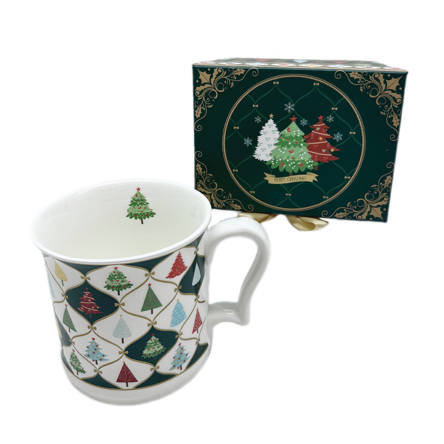 Xmas Gift Box Mug w/ Merry Tree Coaster in Gift Box JW01-1