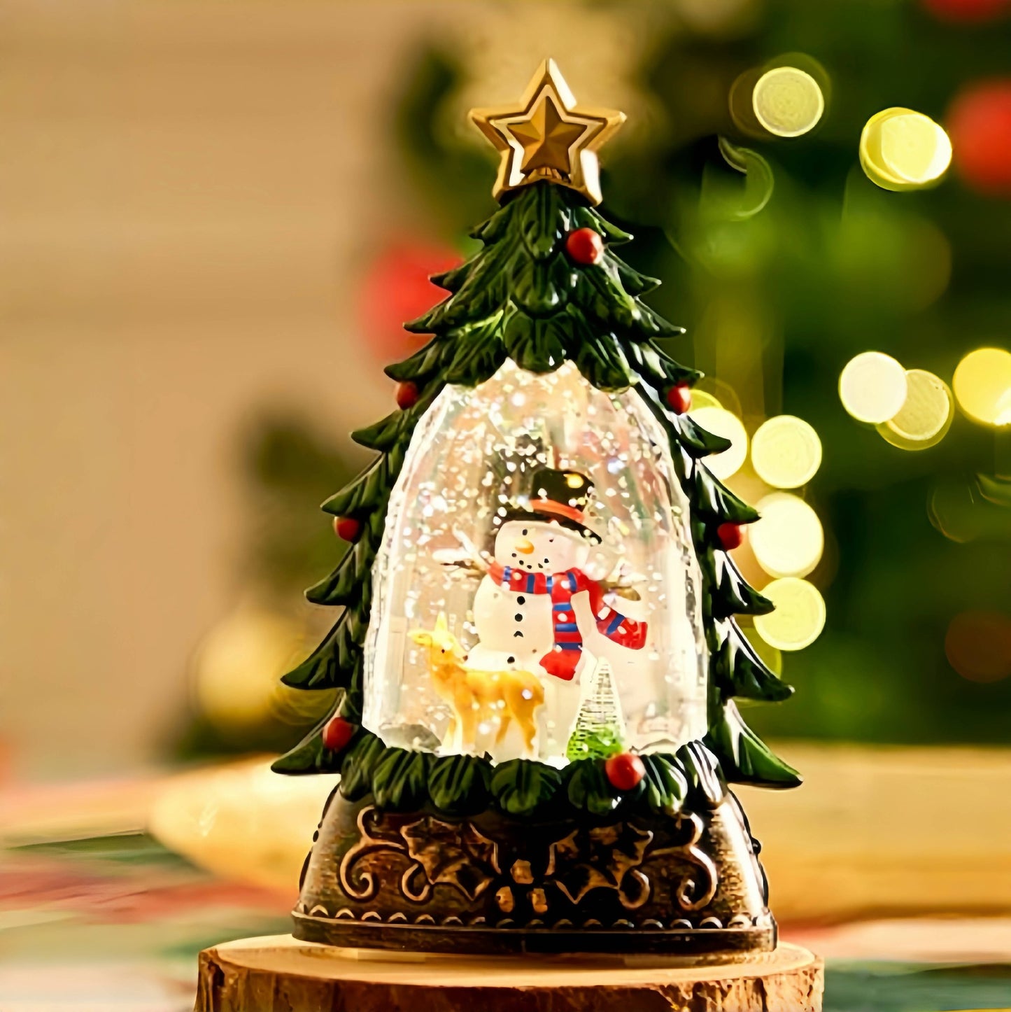 LED SNOWGLOBE - CHRISTMAS TREE WITH SNOWMAN MJ01-2