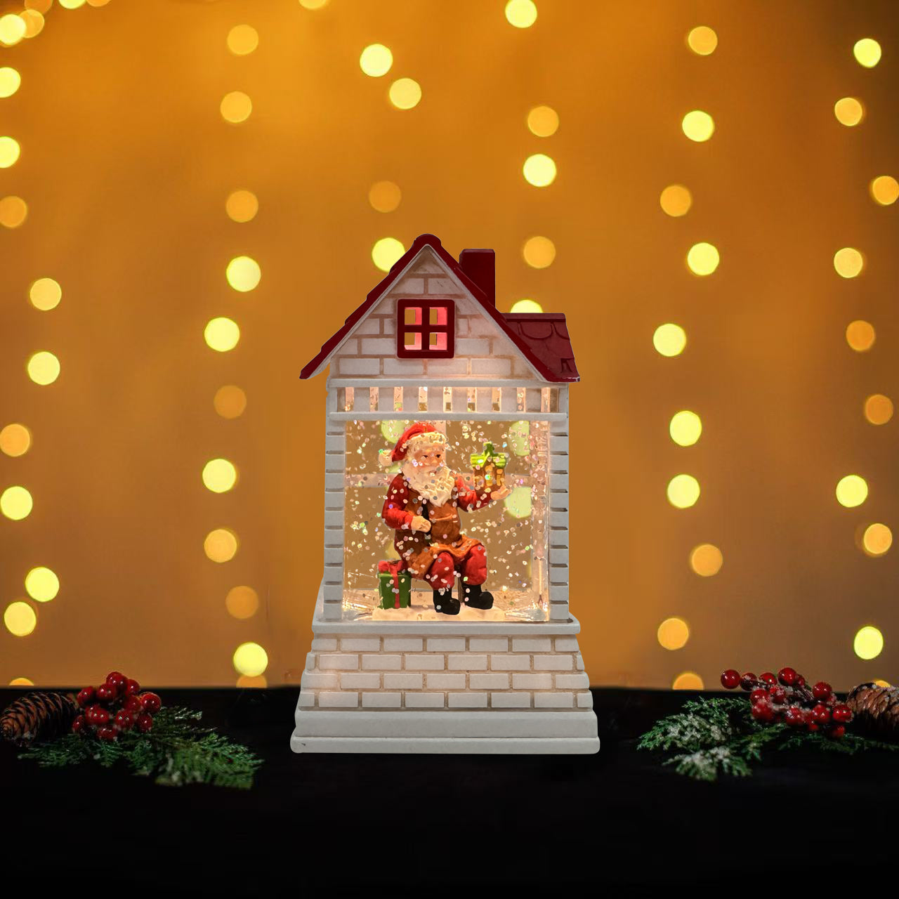 LED SNOWGLOBE - MINI HOUSE WITH SANTA MJ017