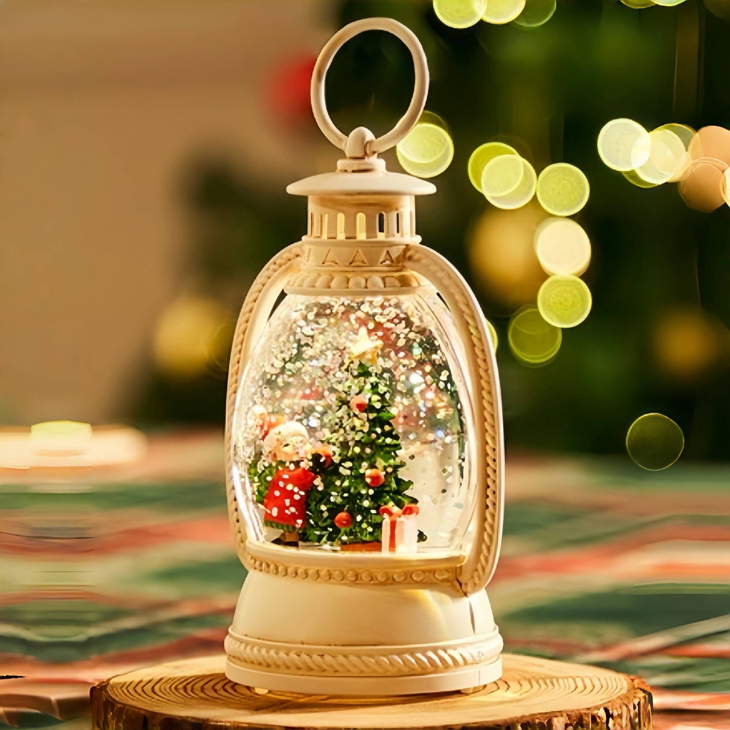 LED SNOWGLOBE - MINI LANTERN WITH KIDS AND CHRISTMAS TREE MJ02-1