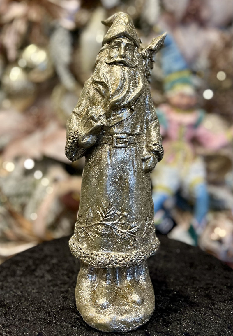 PEWTER LOOK SANTA WITH TREE 12 INCH 4311315