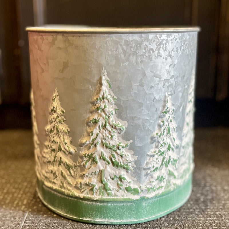 SMALL GALVANISED TIN BUCKET WITH EMBOSSED TREES SMALL 4312372