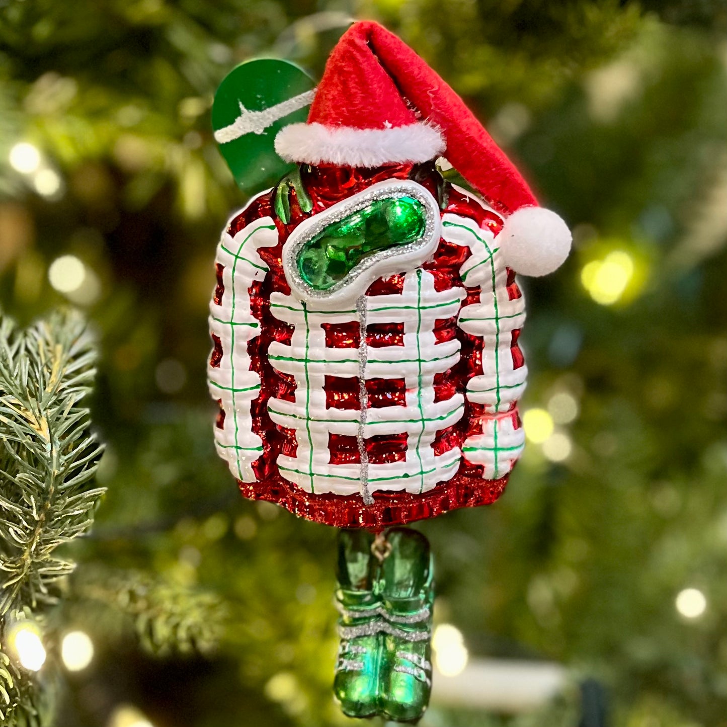 RED JACKET & SNOWBOARD 5 INCH GLASS HANGING ORNAMENT 4316166