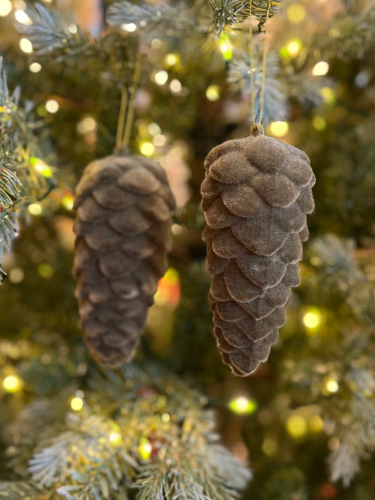 Hanging Flocked Pinecones Olive Green Pack 2 33009443GR