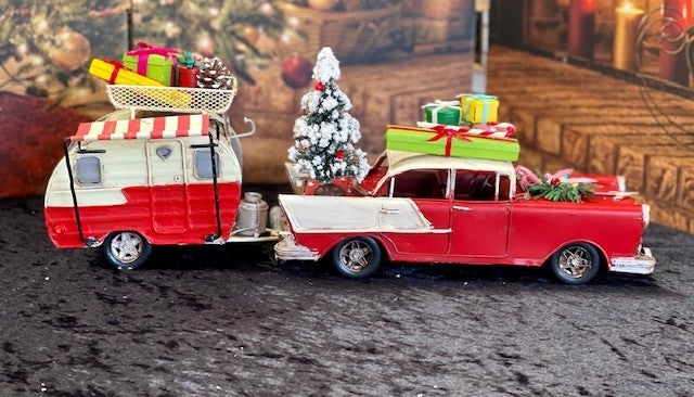 RED & CREAM TIN OLDS MOBILE
