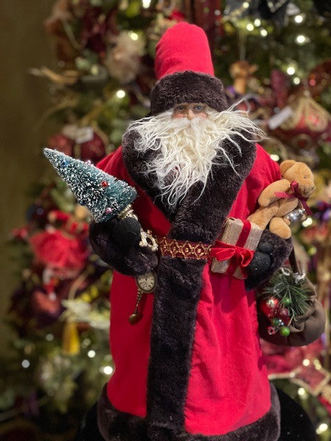 SANTA WITH FUR TRIM TREE TOPPER