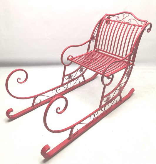 RED/GOLD METAL SLEIGH 150CM JHC204 (PICK UP IN STORE ONLY)