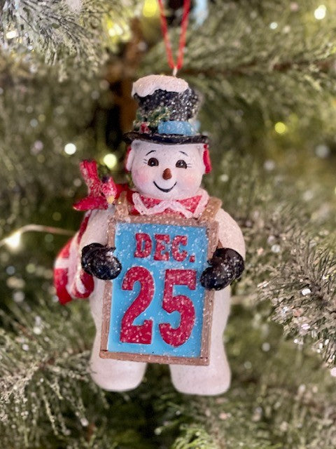 SNOWMAN RETRO DECEMBER 25TH ORNAMENT 4107004