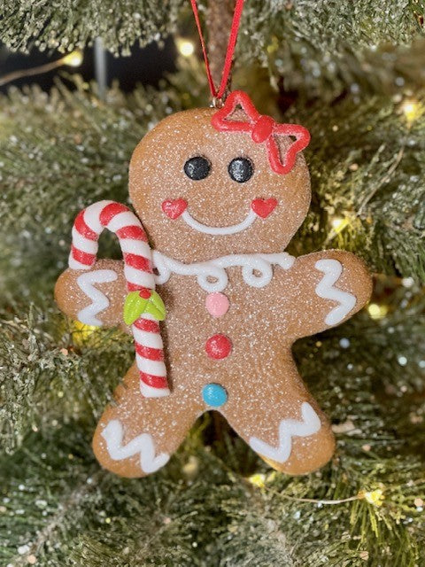 GINGERBREAD GIRL WITH CANDY CANE HANGING ORNAMENT 4015547